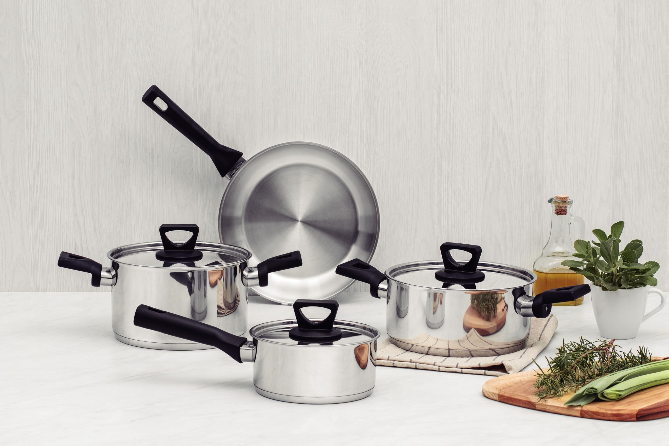 Tramontina Batterie de Cuisine Brava Inox Fond Triple Bakélite 4 Pièces