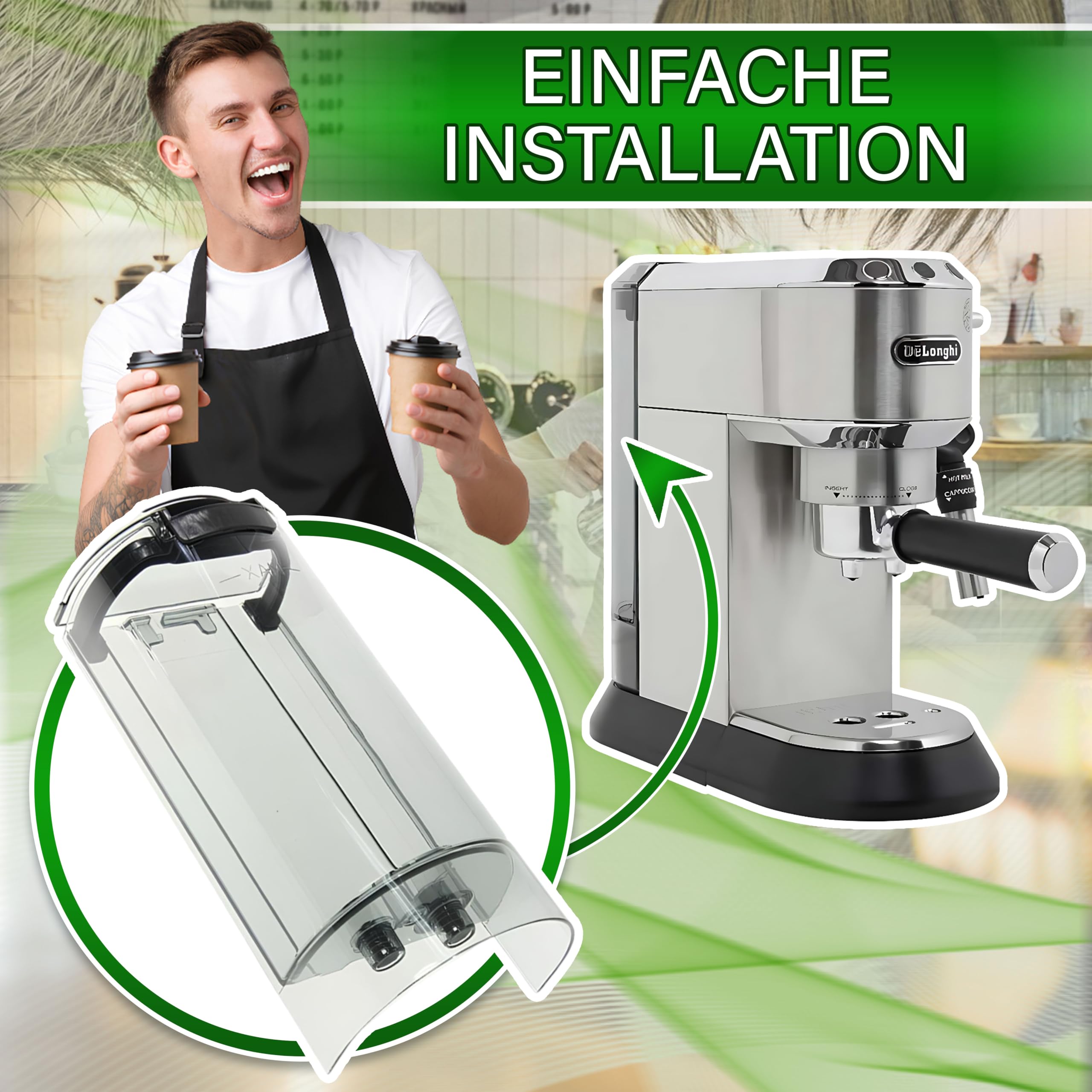 Wassertank für Kaffeemaschine mit Originalcode 5513200359 für DeLonghi Dedica C680 EC685 EC695 EC785 EC795 EC885-5 Jahre Garantie - ONIX TECH
