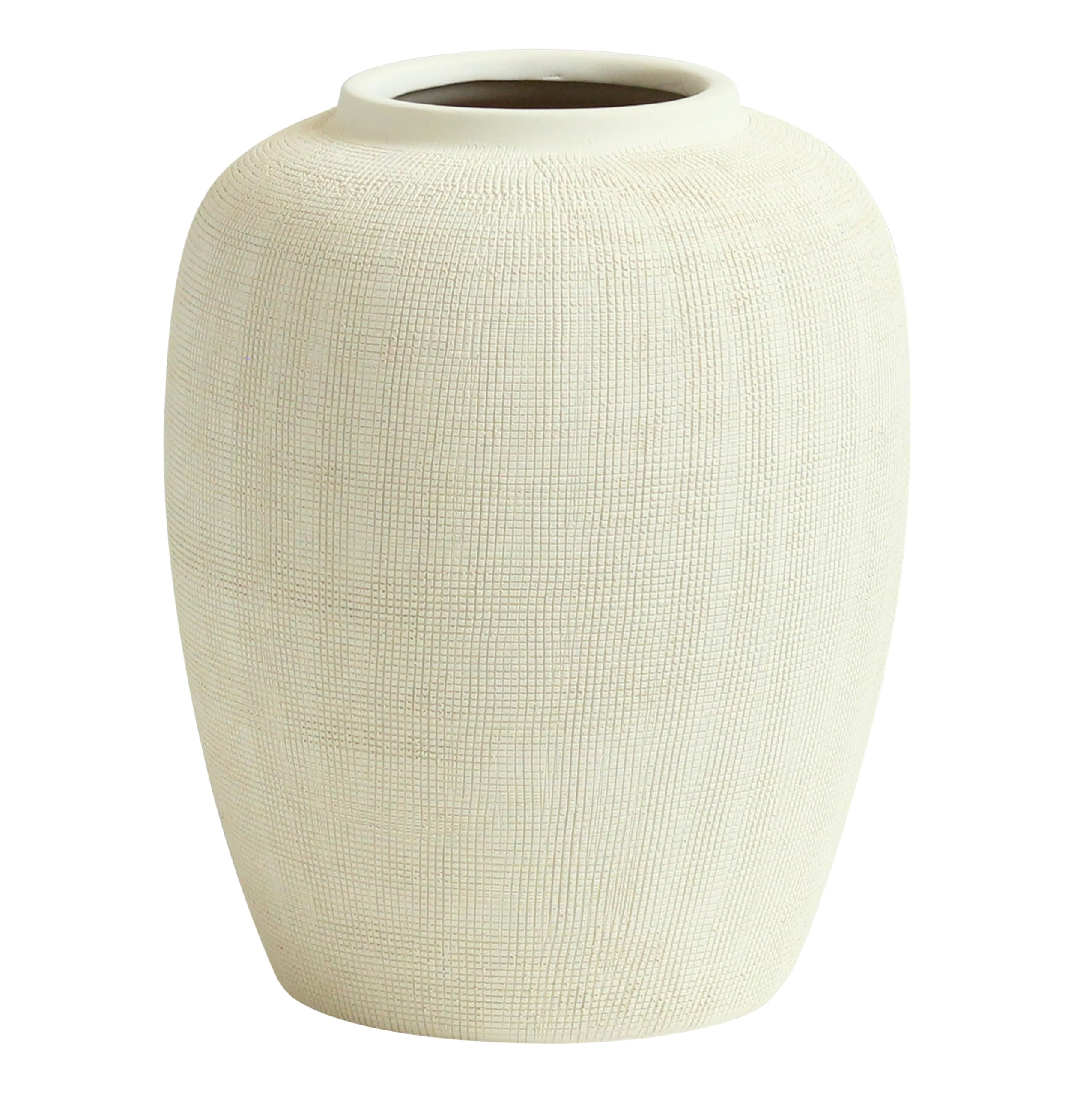 Rhodes - Jarrón de cerámica de 25 cm, color beige, decoración grande para el hogar
