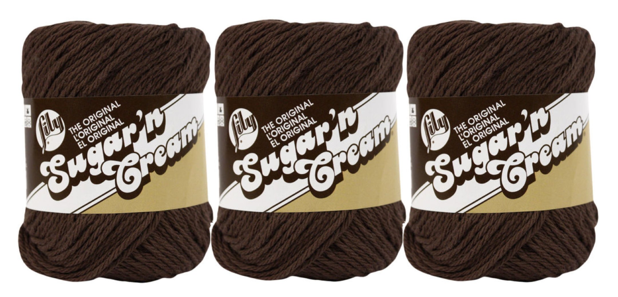 Bulk Buy: Lily Sugar 'n Cream Solids 100% Cotton Yarn (3-Pack) (Warm Brown #1130)