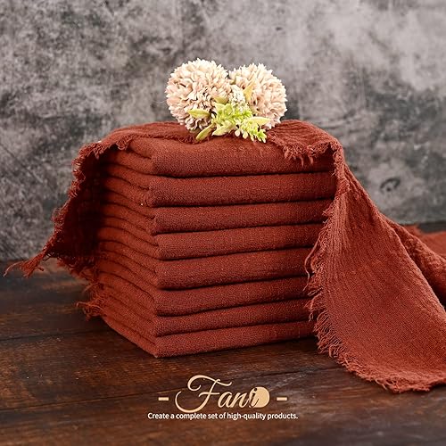 Miniatura 4 de Paquete de 30 servilletas de gasa hechas a mano con flecos, servilletas 100% algodón, servilletas de algodón rústico suave natural para decoración