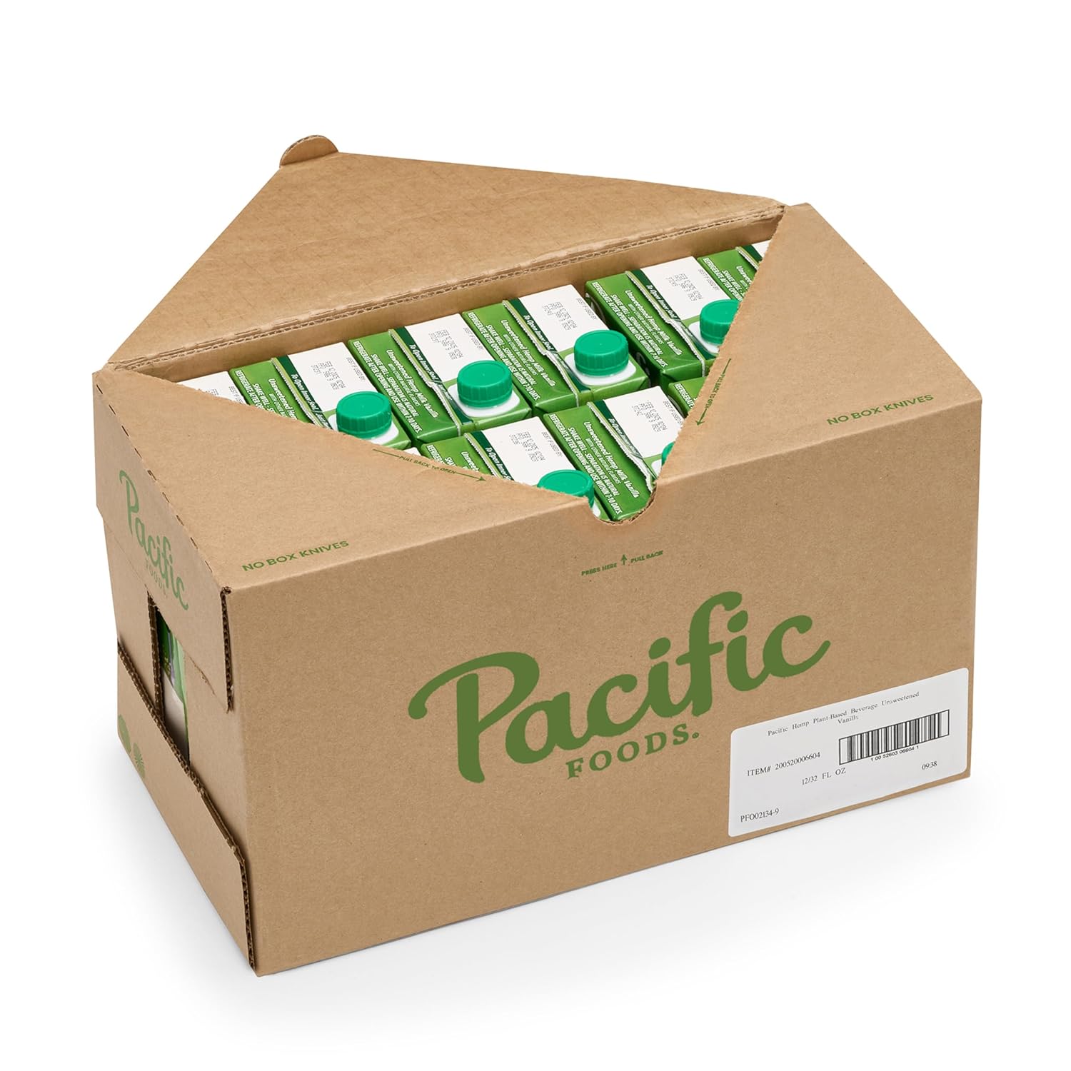 Pacific Foods All Natural 32Oz Boxes Keto Friendly, Unsweetened Hemp - Vanilla, 384 Fl Oz, Pack of 12