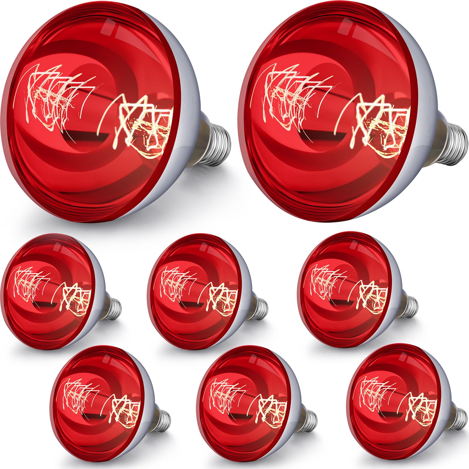 VIHOSE 8 Pack Heat Lamp Bulbs 250 Watt, R40 E26, Red