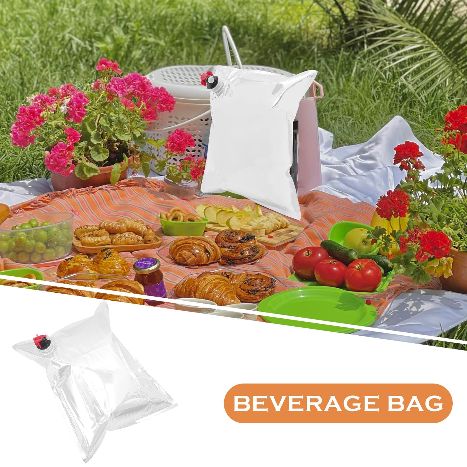 SHINEOFI Lot de 10 sacs distributeurs de vin portables de 5 L avec bec verseur, poches à vin rechargeables pour voyage et stockage de boissons, pochettes pour jus de fruits liquides pour une