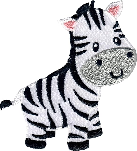 PatchMommy Zebra Patch, Iron On / Sew On - Embroidered Applique Motif for Children Kids Baby