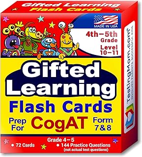 TestingMom.com CogAT Test Prep Flash Cards Grade 4 (Level 10) - Grade 5 (Level 11) 140+ Practice Questions Tips for Higher Scores on The CogAT Verbal & Non-Verbal