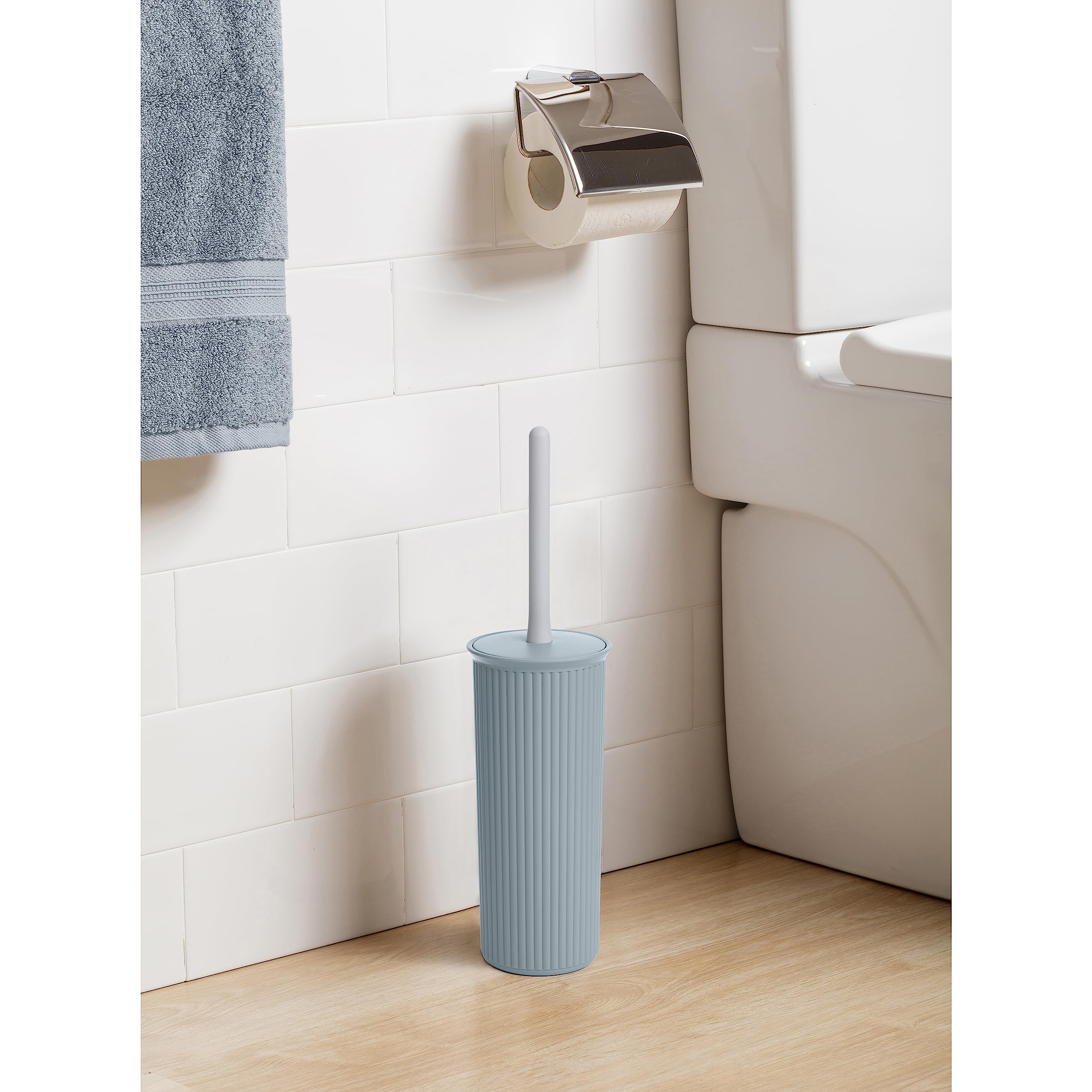 TATAY WC Borstel | Compact en Functioneel Ontwerp | Toiletborstel BPA-vrij | Gemaakt in Spanje | 9,5 x 9,5 x 39,5 cm - Baobab Collectie - Mist Blauw