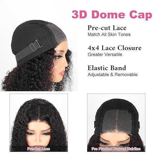 Miniatura 4 de ORIGINAL QUEEN Wear and Go - Pelucas de cabello humano sin pegamento, peluca de cabello humano prearrancado con ondas de agua, pelucas de cabello