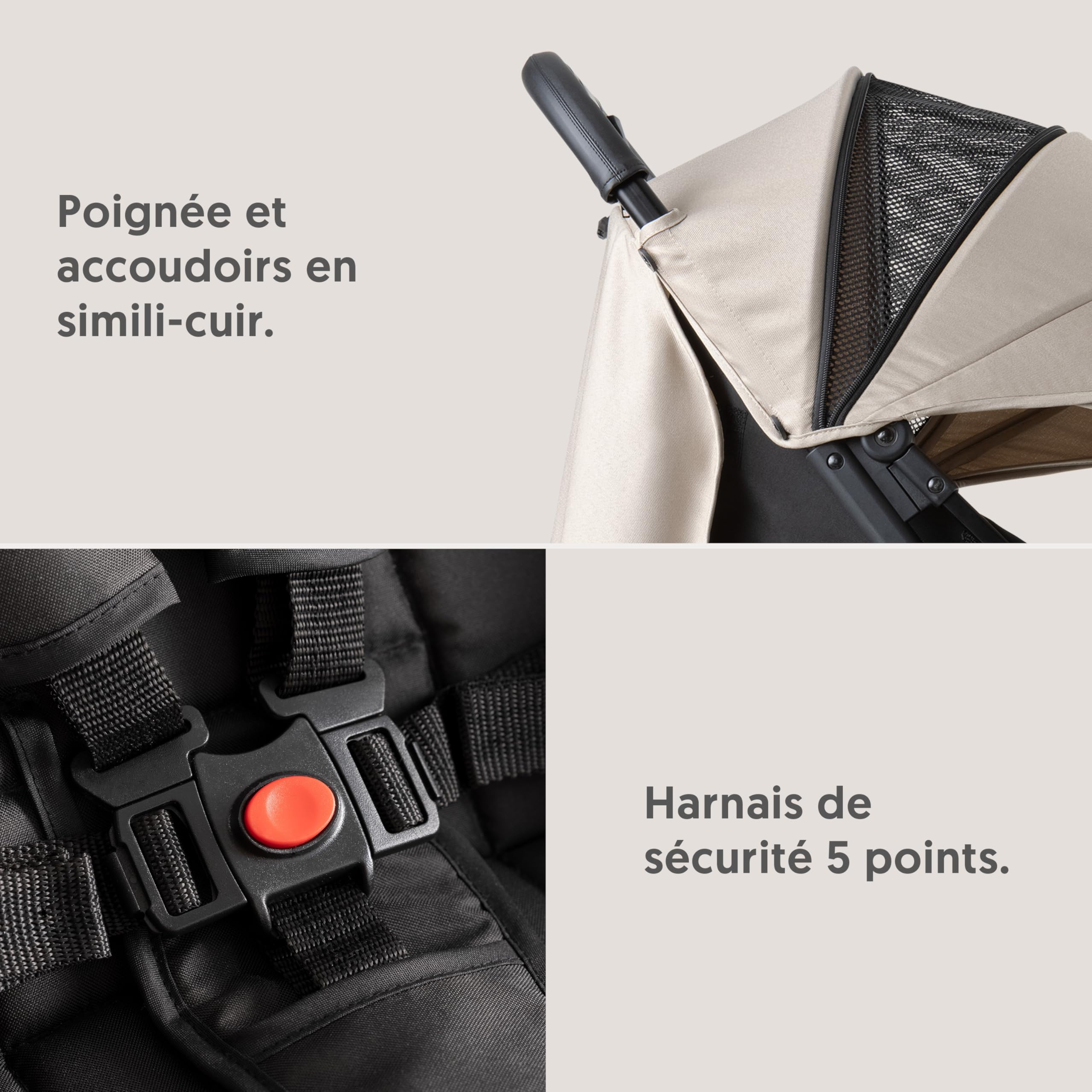Interbaby Poussette Canne Compacte Légère Cabine Avion 22 kg (Beige) | Poussette pliage une main, cabine avion, capote XXL, dossier inclinable, suspension 4 roues, dès la naissance