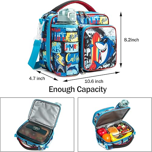 Miniatura 7 de Bolsa de almuerzo aislada para niños y niñas con correa de hombro ajustable y asa duradera