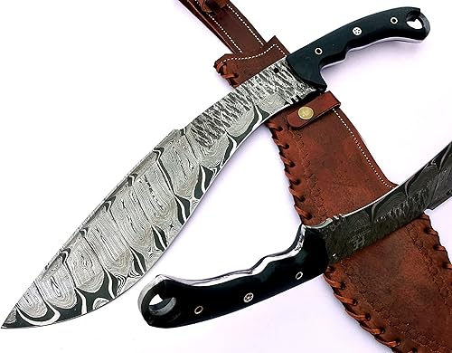 HUNTEX - Cuchillo Kukri táctico zombi exclusivo de Damasco legendario | Cuchillo Kukri táctico zombi de alta calidad | 20 pulgadas de largo |