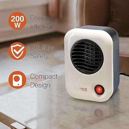 Miniatura 3 de Lasko 101 MyHeat - Calentador eléctrico de cerámica portátil de 200 vatios de eficiencia energética con exterior fresco al tacto para escritorio de