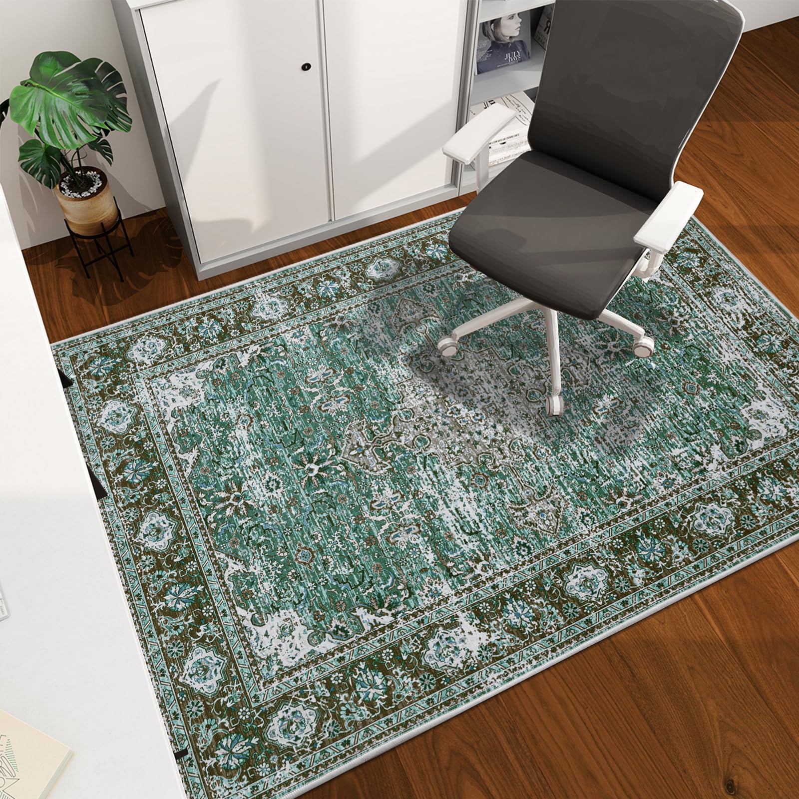 Office Chair Mat for Hardwood Floor, 60"x45" Easy Glide Computer Desk Mat Protector for Rolling Chair Under Desk Rug Nonslip Backing, Machine Wash, (
