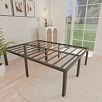 Vista 7 de ALDRICH Marco de cama de metal de tamaño matrimonial de 18 pulgadas, plataforma de listones de acero básico negro, marcos de cama resistentes sin