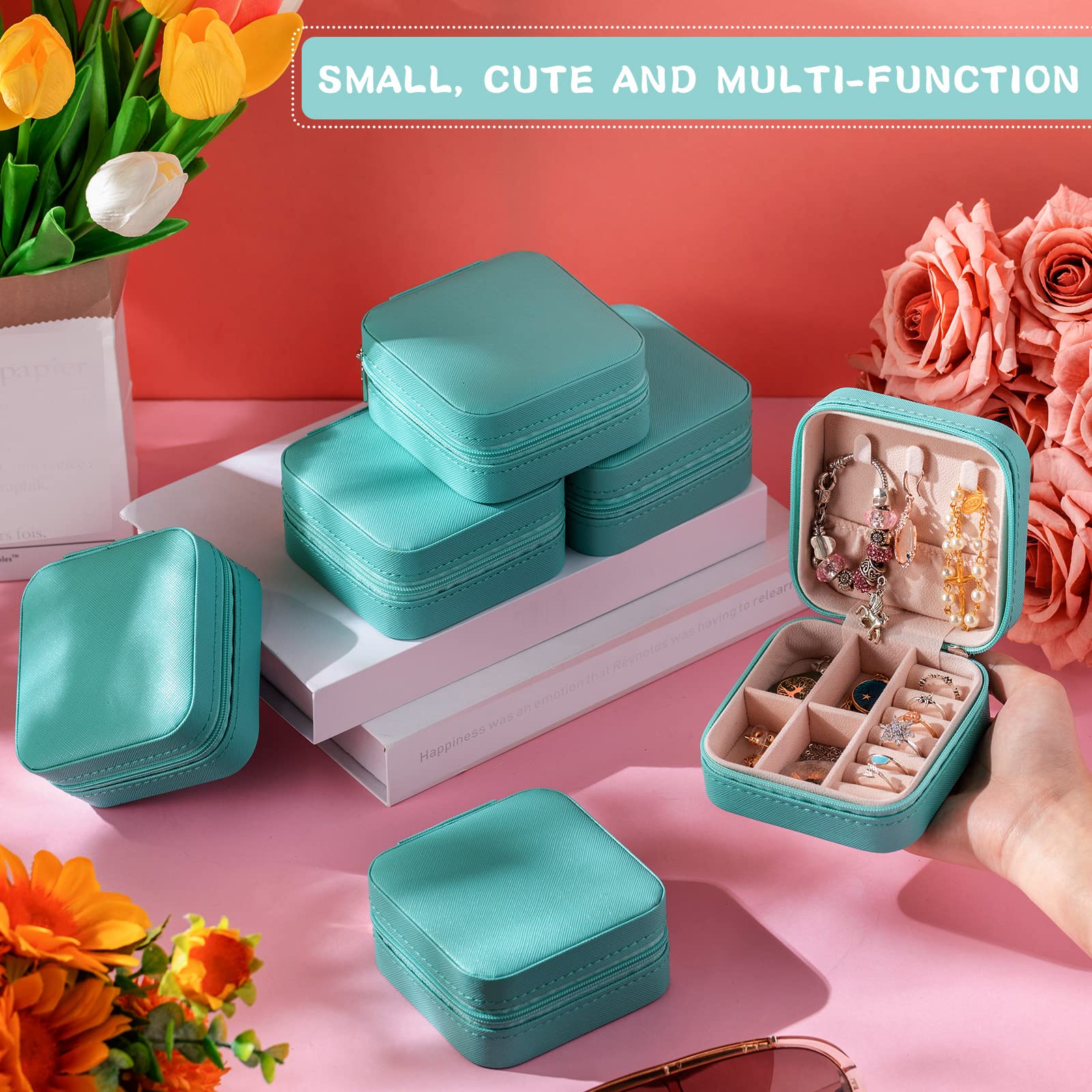 12 joyeros pequeños, mini estuche de viaje, regalo para dama de honor, joyería de piel sintética, organizador de viaje, caja de joyería pequeña, caja de almacenamiento para mujeres y niñas, regalo de