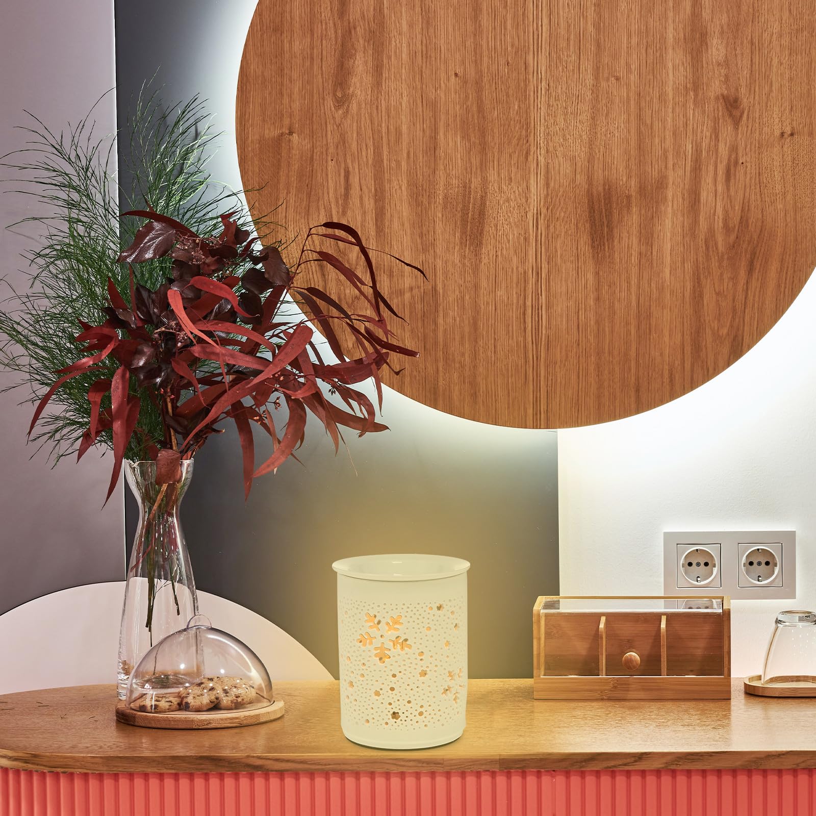 Angoily Elektrische Duftlampe aus Keramik mit Runder Form 25 W Eleganter Duftbrenner für Beruhigende Atmosphäre und Angenehmen Duft im Innenbereich