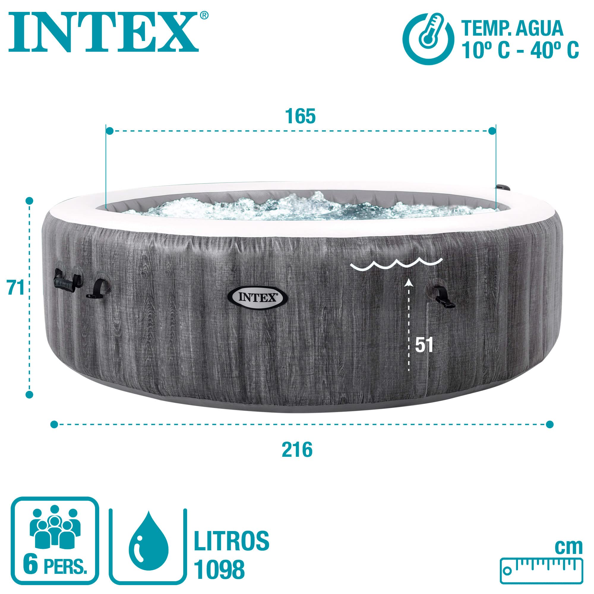 Intex 28442EX SPA Hinchable 6 Personas Greywood Deluxe 1098 litros