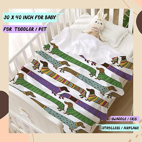 Miniatura 9 de Manta de perro salchicha de forro polar muy suave y divertida, manta de viaje para cama, sofá, 40 x 30 pulgadas para bebé