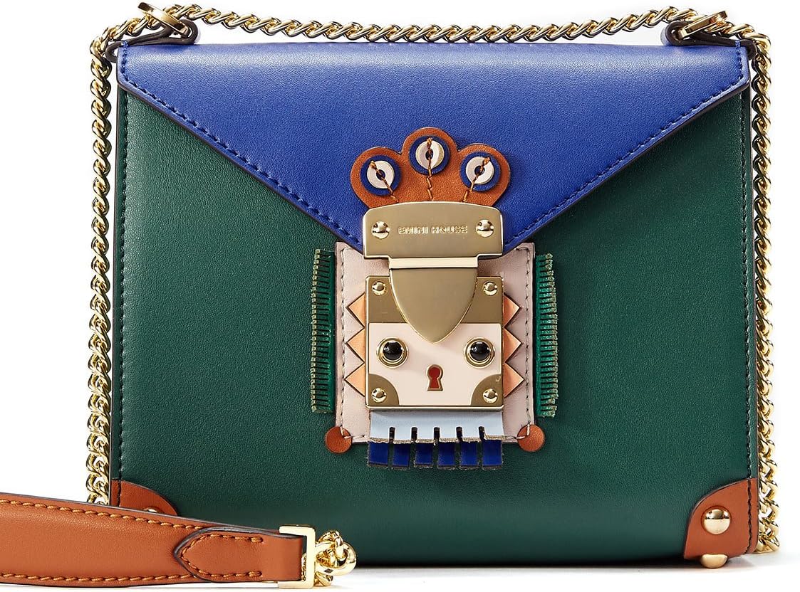 Influencer Crossbody Bags for Women Nappa Leather Shoulder Bag with Chain Strap Indian Style Padlock Niche Chic Purse Green