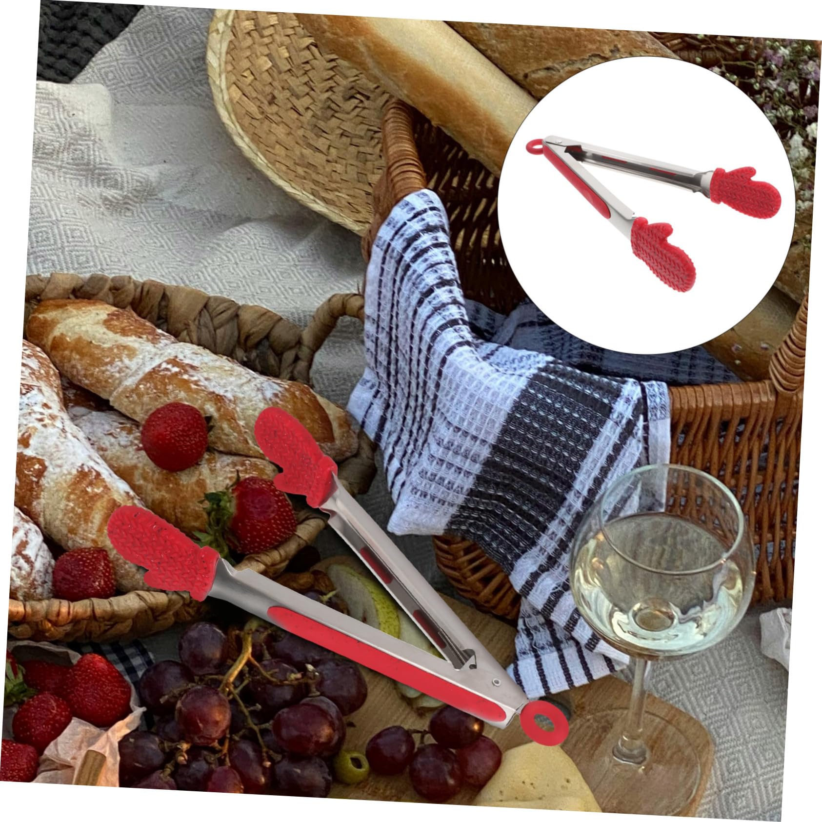 IMIKEYA Pince à Aliments Acier Inoxydable Manches de Noël Pince de Cuisine pour Pain et Service