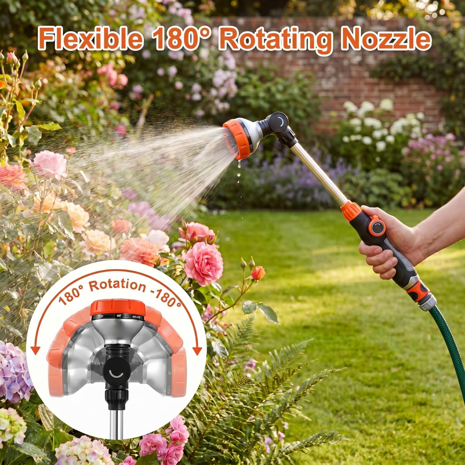 Confezione da 2 bacchette per irrigazione da giardino, 8 modalità, tubo da 3/4 '' con connettore rapido, ugello spruzzatore per giardino, piante, irrigazione agricola, lavaggio auto, ecc (stile