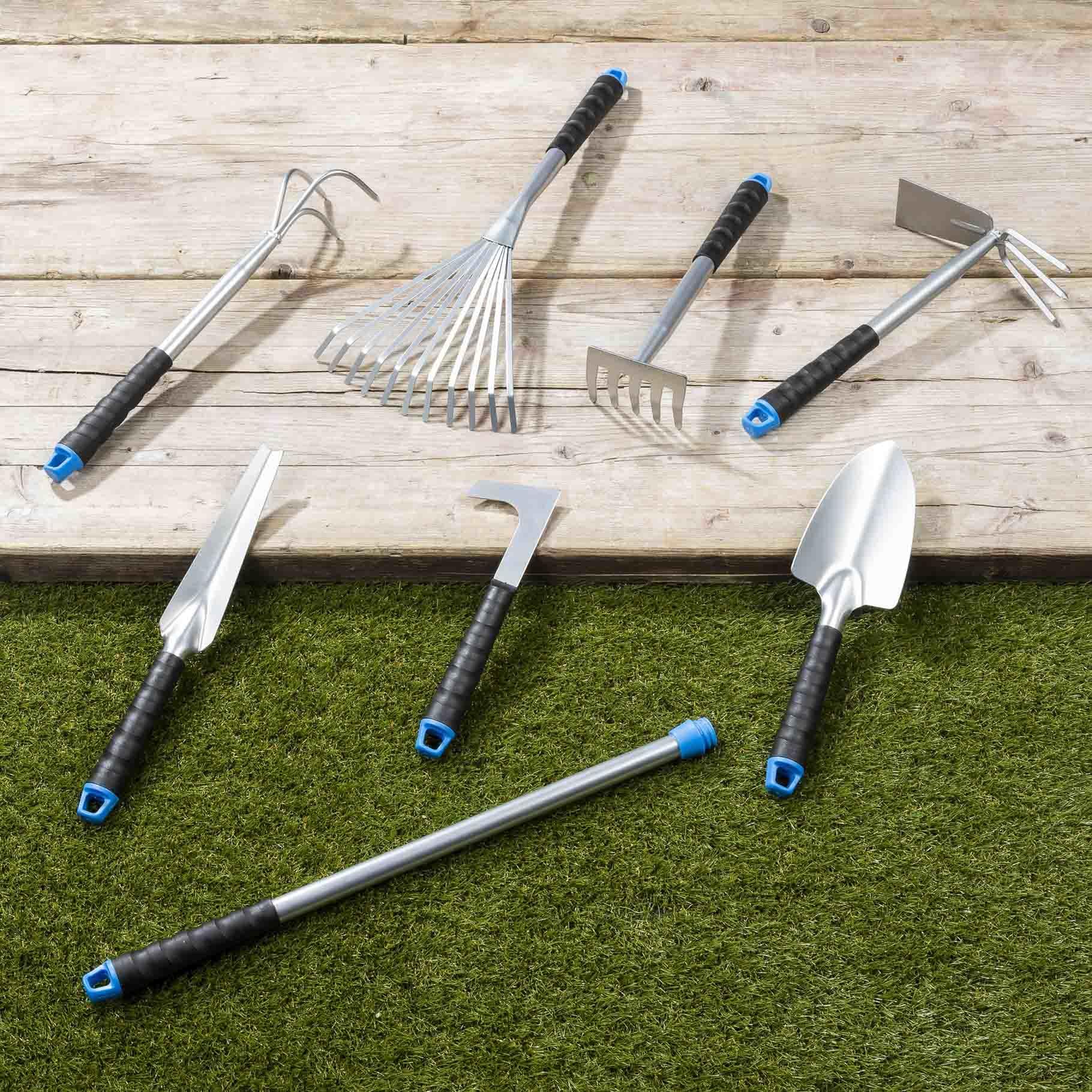 Bambelaa! Set di attrezzi da giardino, 8 pezzi, paletta per fiori, piccoli elettrodomestici, set da giardino, pala, rastrello, rastrello da giardino