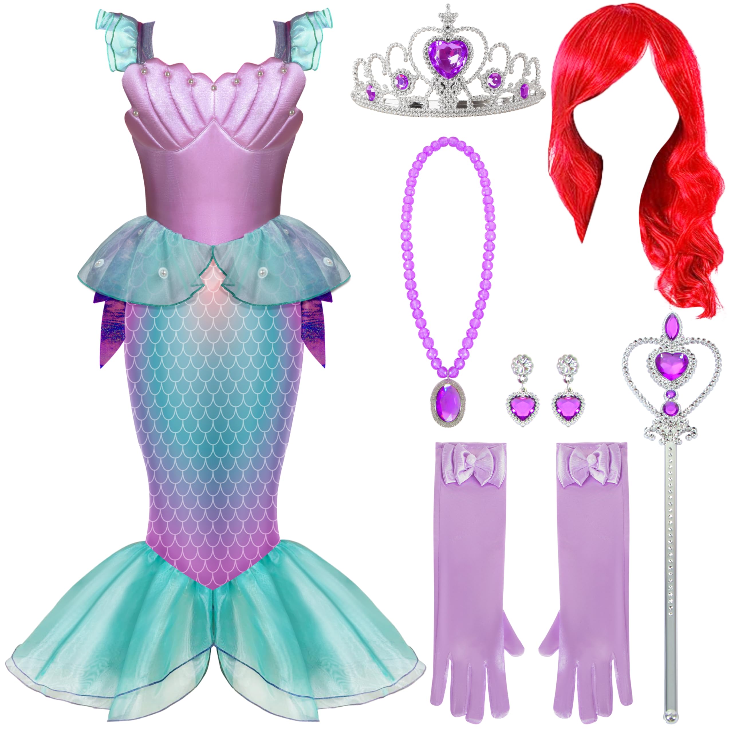 Spooktacular CreationsGirls Mermaid Costume, Ariel Costume for Girls Halloween Dress up and Costume parties