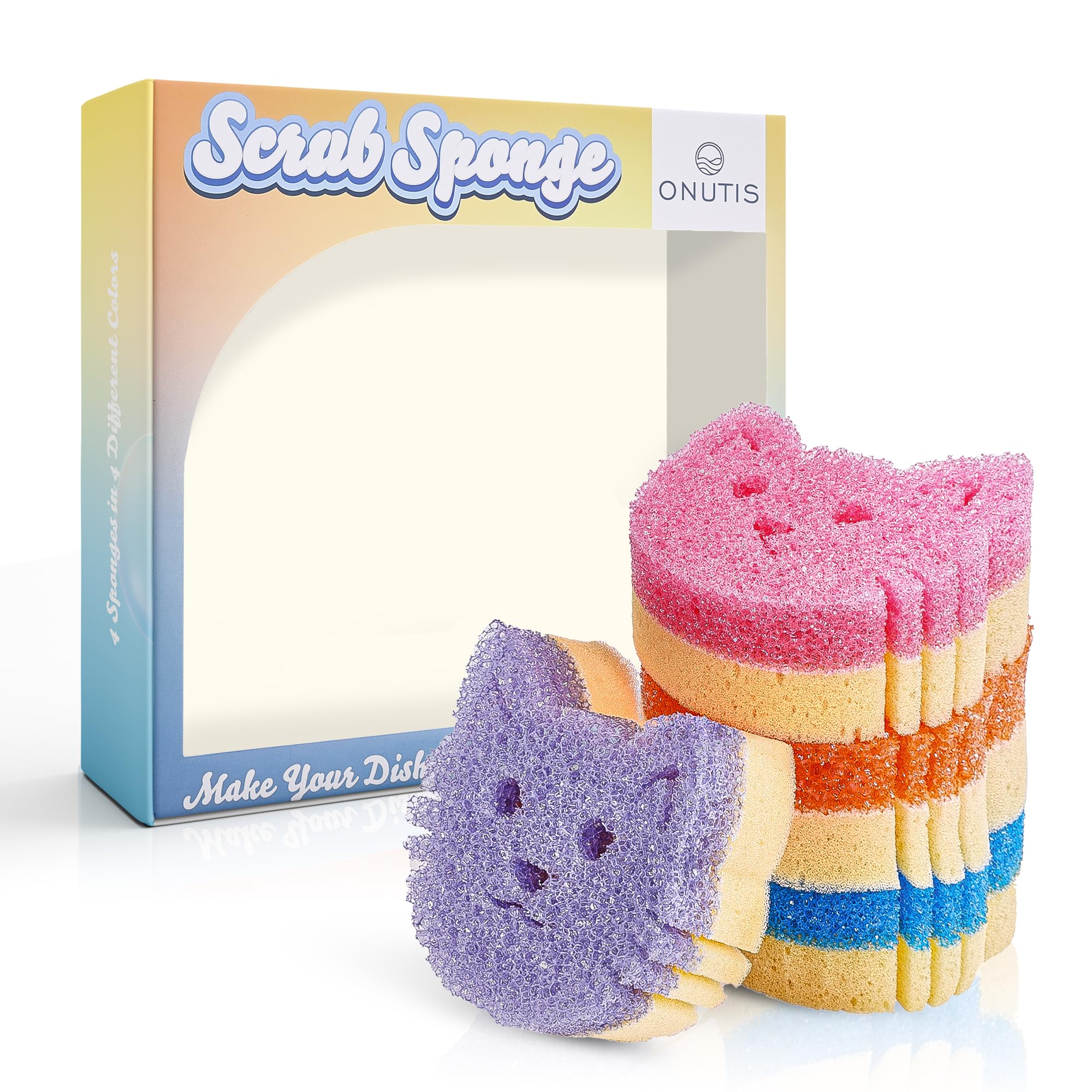 Onutis Lot De 10 Éponges Vaisselle Lavables Réutilisables Microfibre - Écologiques Oeko-Tex Multicolores