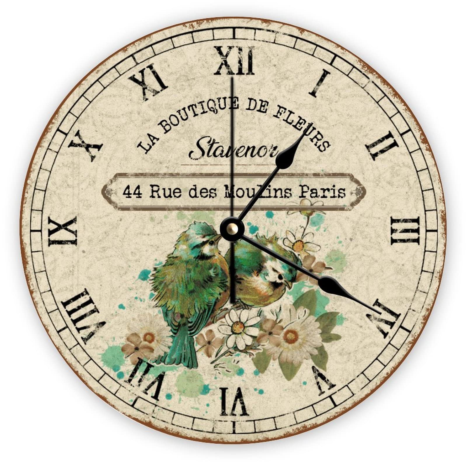 Horloge murale en bois Mighun 38x38 cm avec chiffres romains