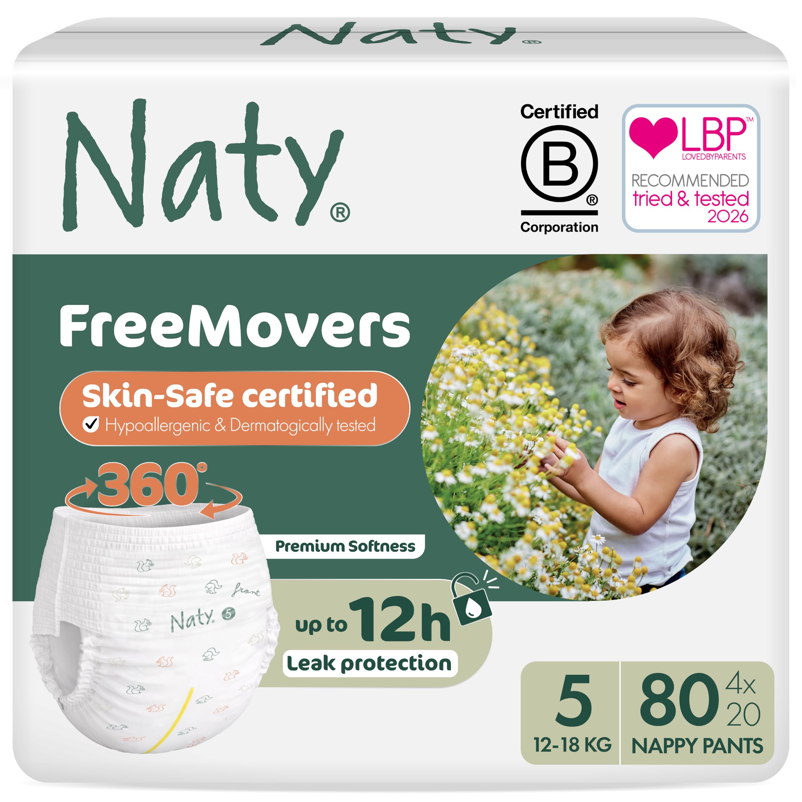 ECO by Naty Pull Up Pants: Size 5 Junior Bundle (4 packs of 20)