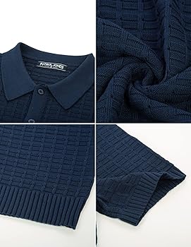 Amazon.com: Mens Vintage Knit Polo Shirts Short Sleeve