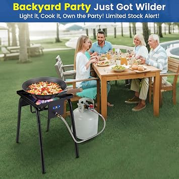 ARC Propane Burner for Outdoor Cooking, High-Pressure 220,000 BTU Single Burner Propane Stove Wok Jet Burner Gas Burner,ideal for Woks, Skillets and Pots, Height Adjustable Legs