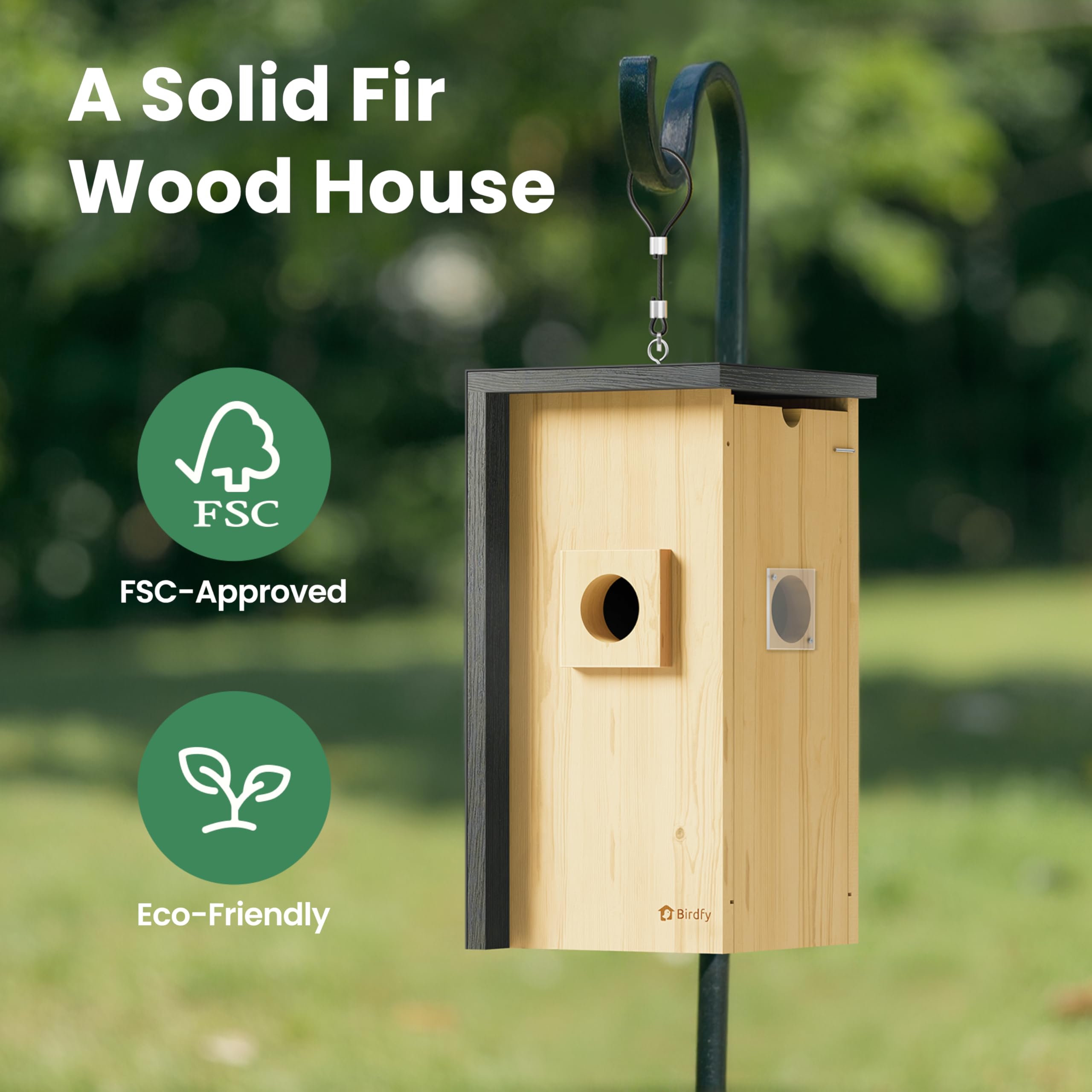 Birdfy Vogelhaus mit Kamera,Nistkasten mit Kamera, 2 Millionen Pixel Outdoor-Vogelhaus-Kamera, Echtzeitbeobachtung des Nestbaus und der Brut von Vögeln, AI-Erkennung des Vogelverhaltens