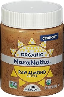 MaraNatha Organic Crunchy Raw Almond Butter, 12 Ounce Jar
