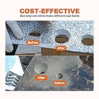 Vista 4 de Broca biseladora de diamante, brocas de diamante de 2 pulgadas (1.969 in) con rosca 5/8-11 para ampliar, pulir y biselar los agujeros exsit