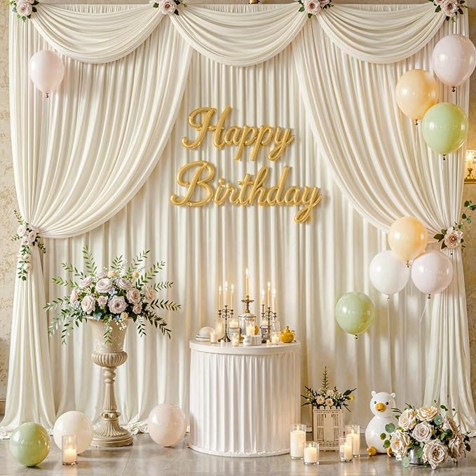 Cortina de Fondo Beige 10x15ft para Fiestas Bodas Fotografía miniatura 3
