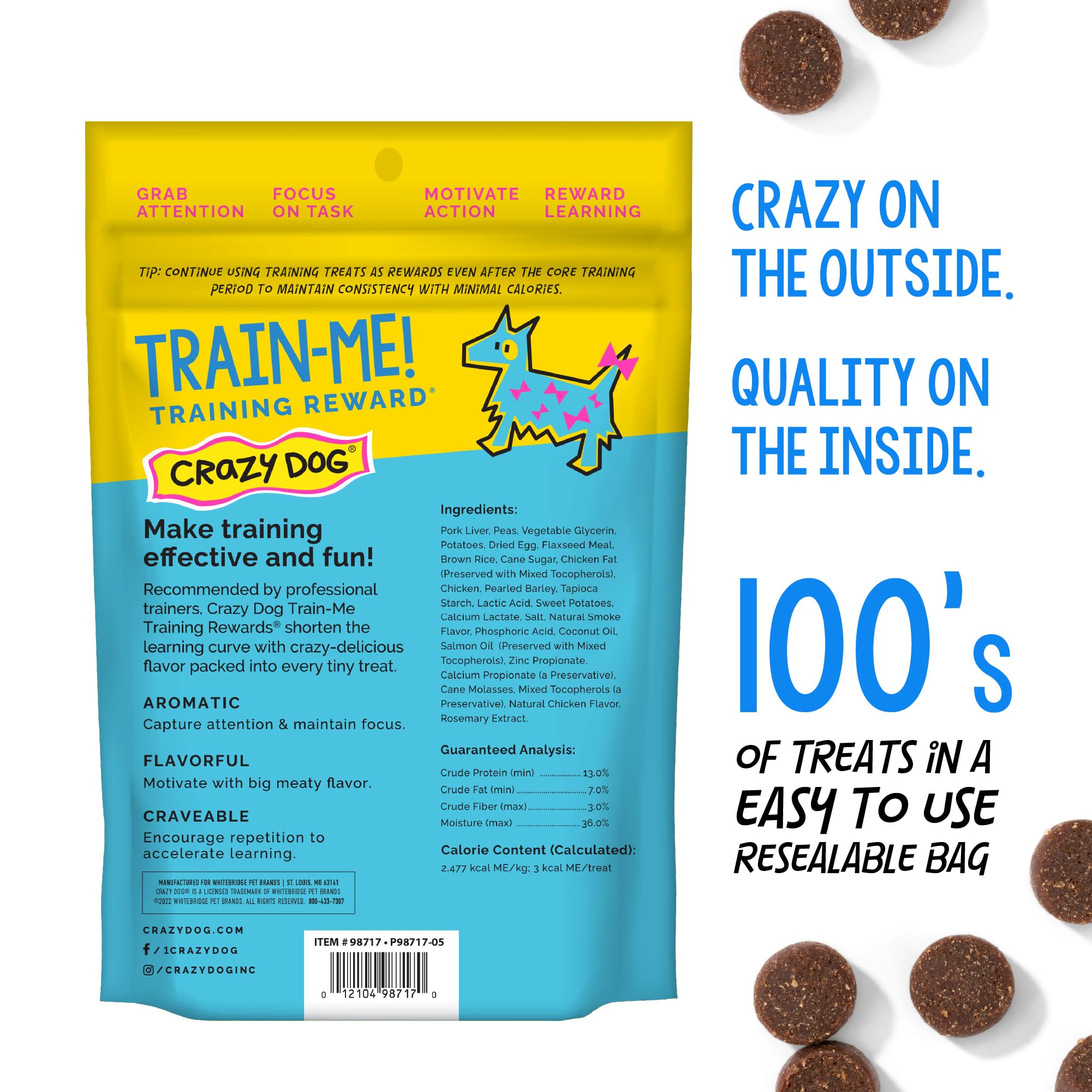Crazy Dog Train-Me! Training Reward Dog Treats 16 Oz.,Chicken Regular - image 2