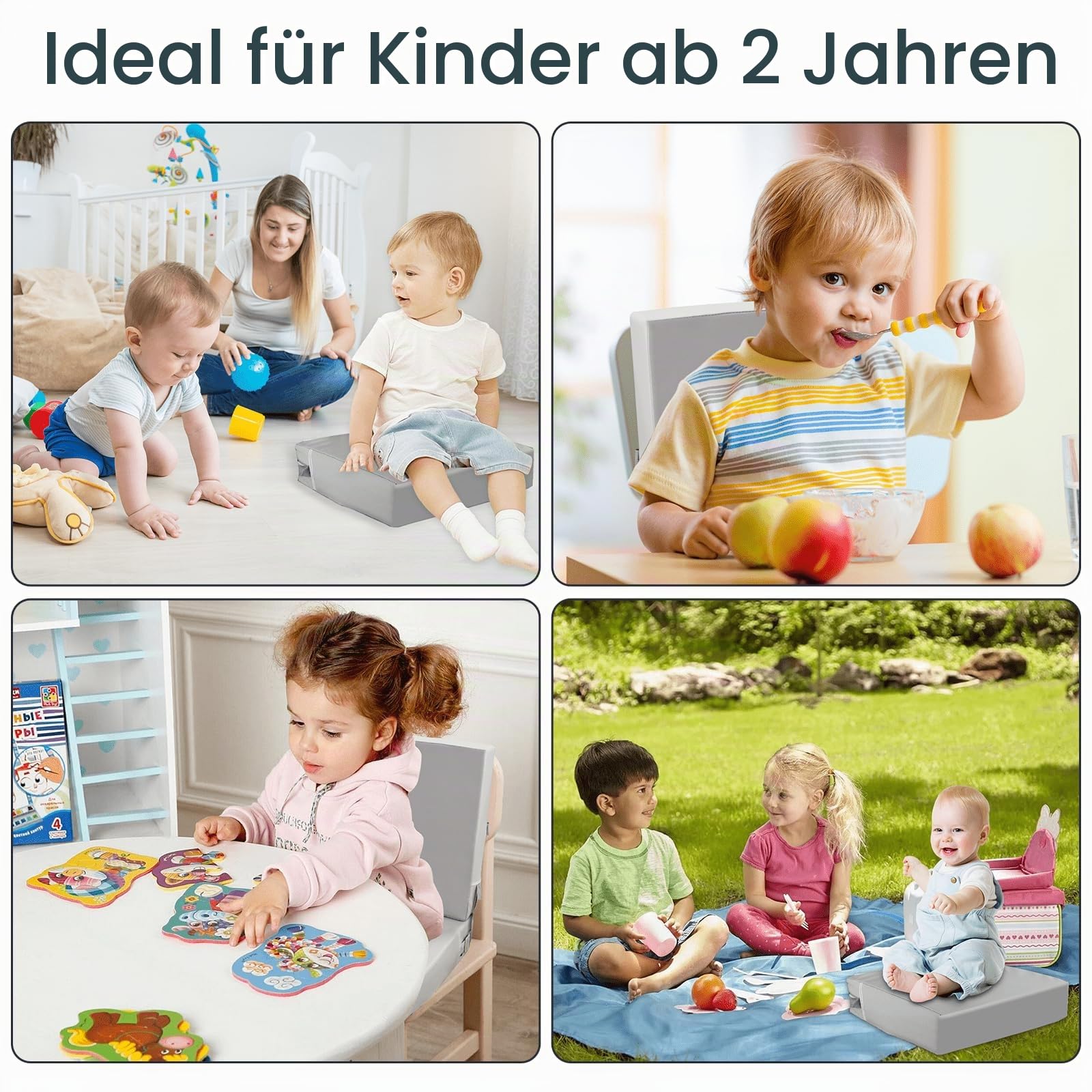 Sitzerhöhung Stühle Kind für Den Tisch, PU waschbar 2 Stücke Riemen Sicherheitsschnalle Kinder Booster Sitz für Esstisch, tragbare Reise Erhöhen Kissen für Stuhl