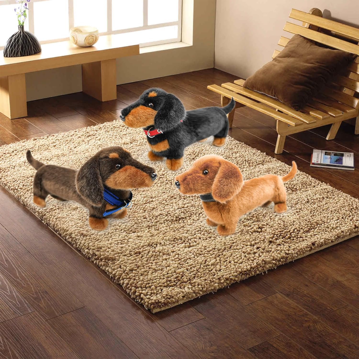 Dogs Stuffed Animals,16”Dachshund Stuffed Animals Toys Plush Dog Stuffed for Kids,Girls,Boys,Pet,Soft Cuddly Plush Toy Realistic Dog Toys as Birthday Gift (dog-2collar) - Image 4