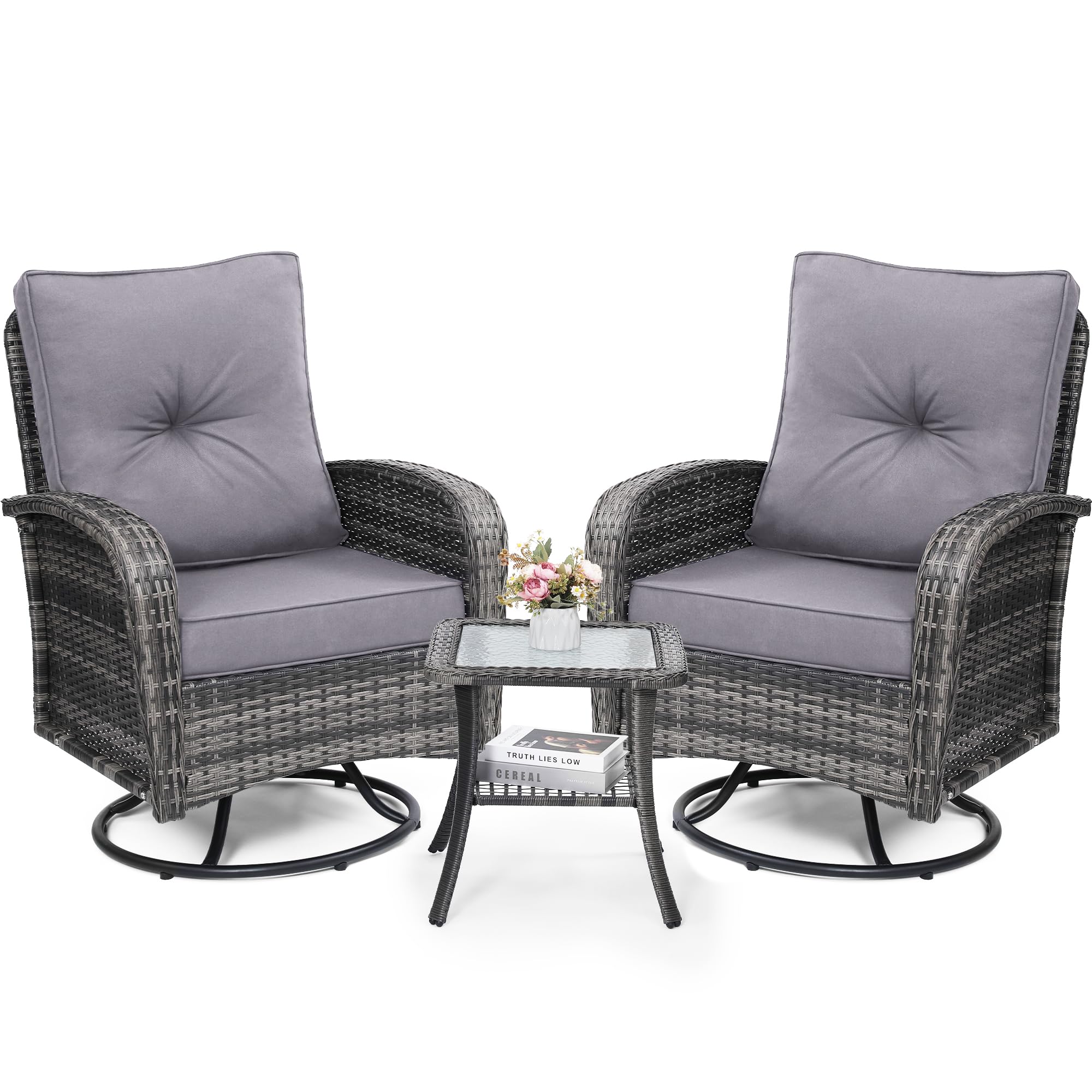 Amazon.com: wildformers Luxury Outdoor Swivel Wicker Glider