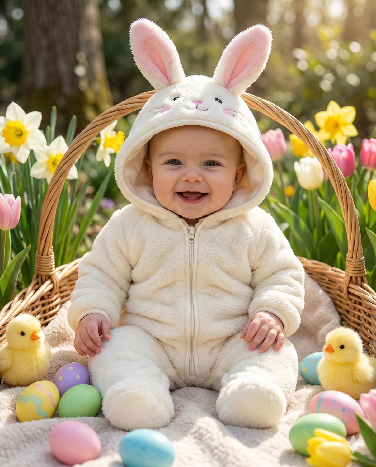 JiAmy Baby Fleece Snowsuit Animal Hooded Winter Romper Warm Footed Onesie Padded Infant Stroller Jumpsuit - Image 2