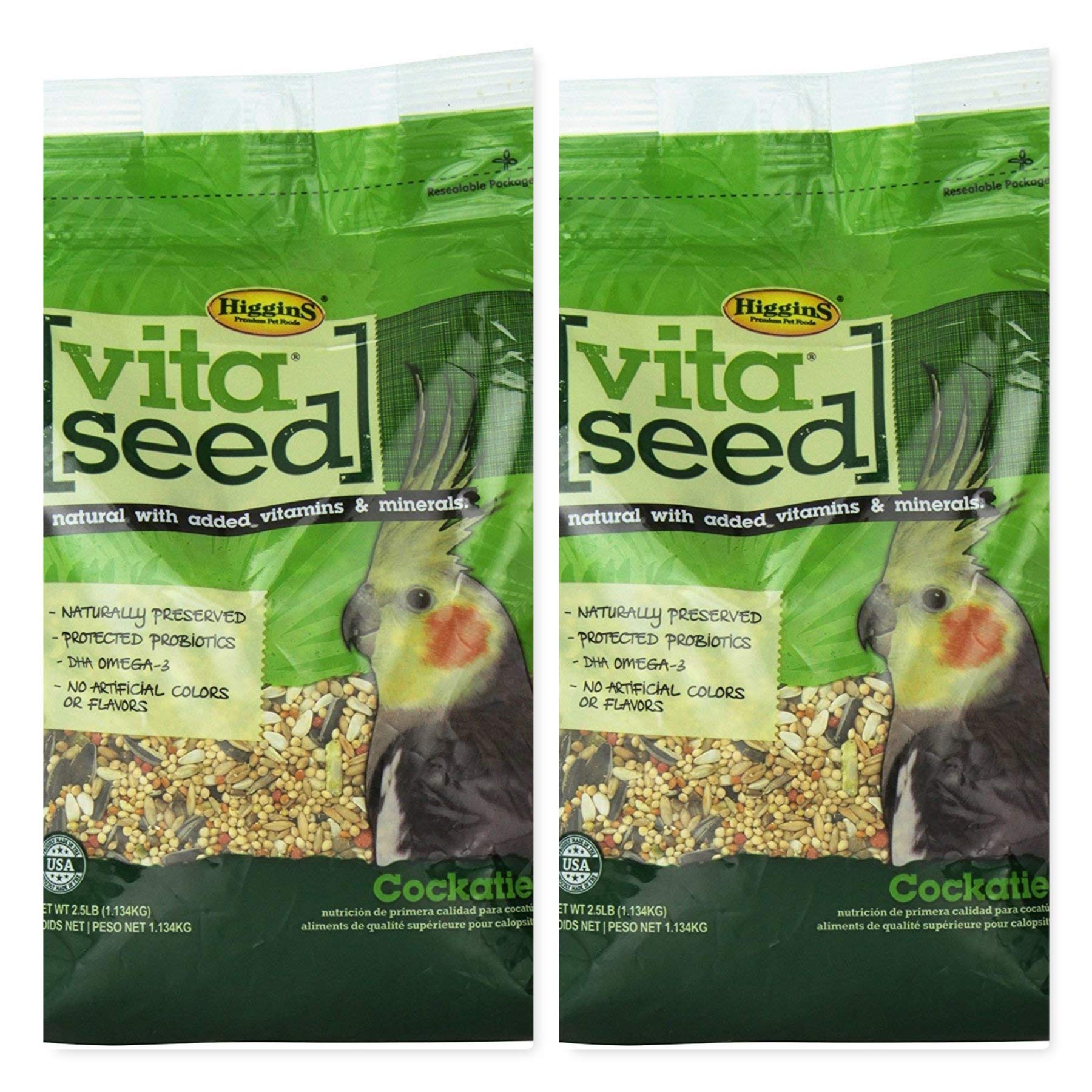 Higgins 2 Pack of Vita Seed Natural Blend Cockatiel Food, 2.5 Pounds Each