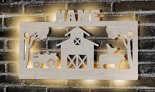 NEID Letrero LED personalizado de granjero – Letreros LED personalizados para pared – Letreros LED de madera personalizados – Regalos personalizados