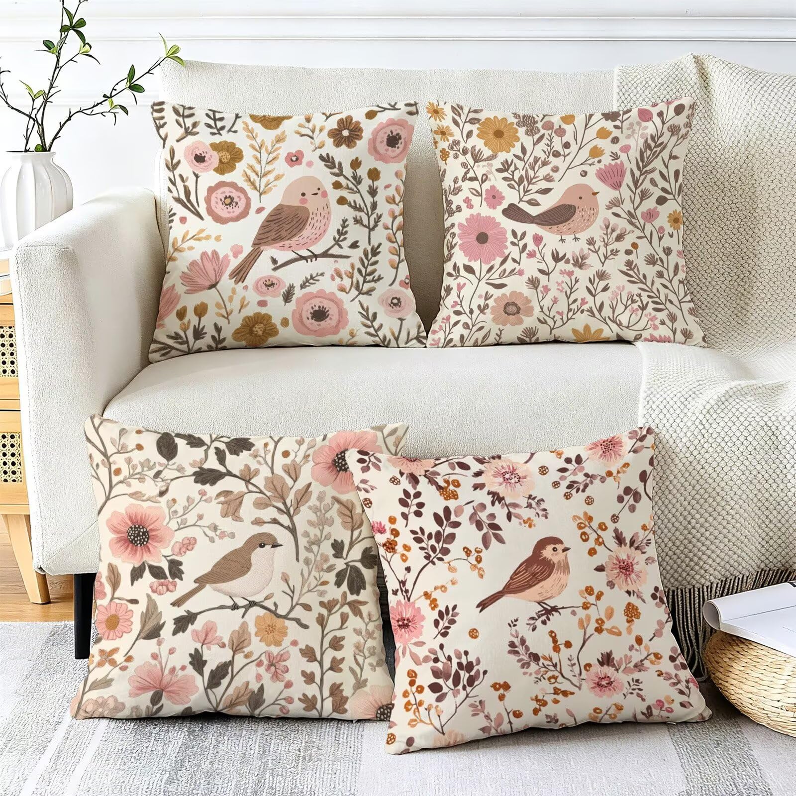 Coussin Exterieur Rose Lot de 4,Housse Coussin Exterieur, Cod-0000744