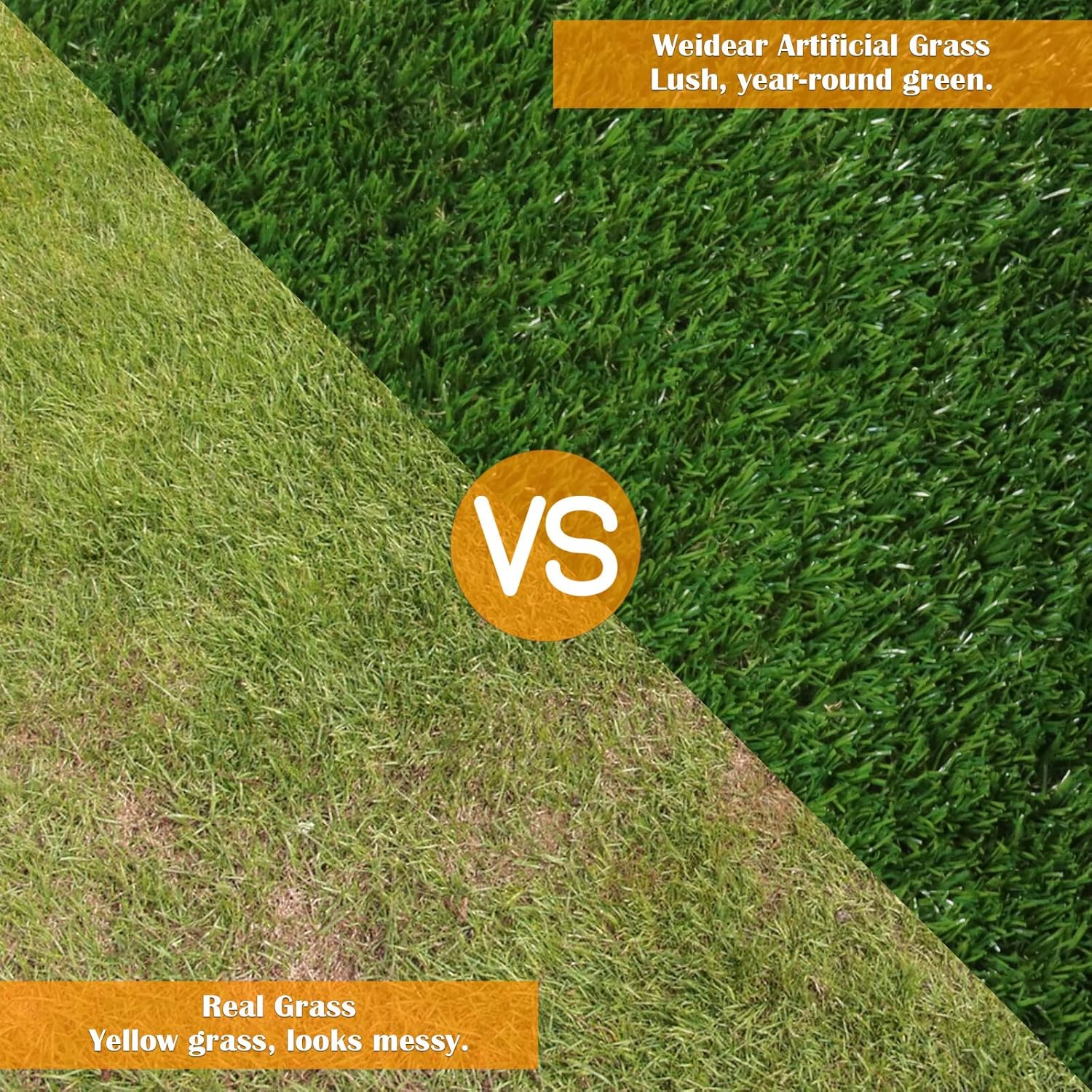 Weidear Artificial Grass 4 FT x 6 FT, 1.38" Fake Grass Mat, 4 Tones Synthetic Turf Rug, Thick Artificial Grass for Dogs Pets/Garden Lawn Landscape, Customized Sizes Indoor Outdoor - Image 4