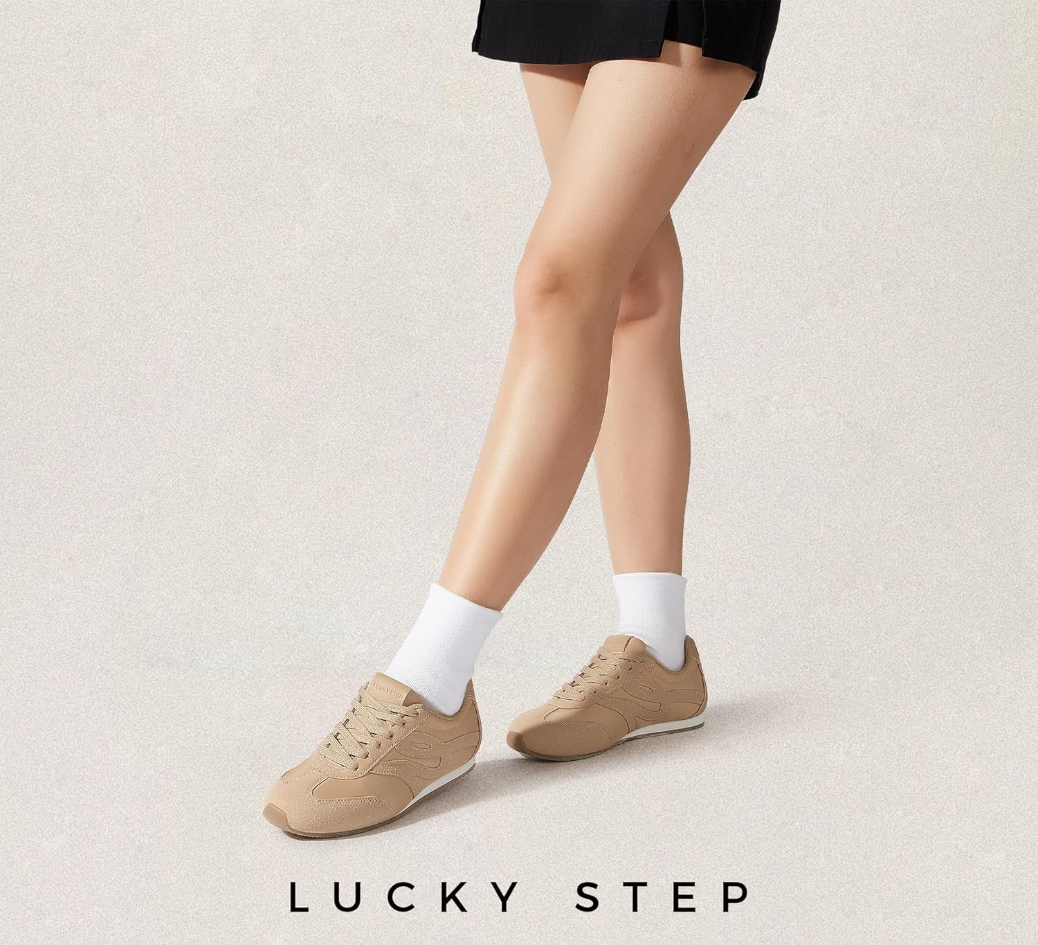 LUCKY STEP Women's Fashion Sneakers Thin Sole Lightweight Retro Athletic Sneakers Casual Lace Up Tennis Shoes Walking Footwear - Image 2