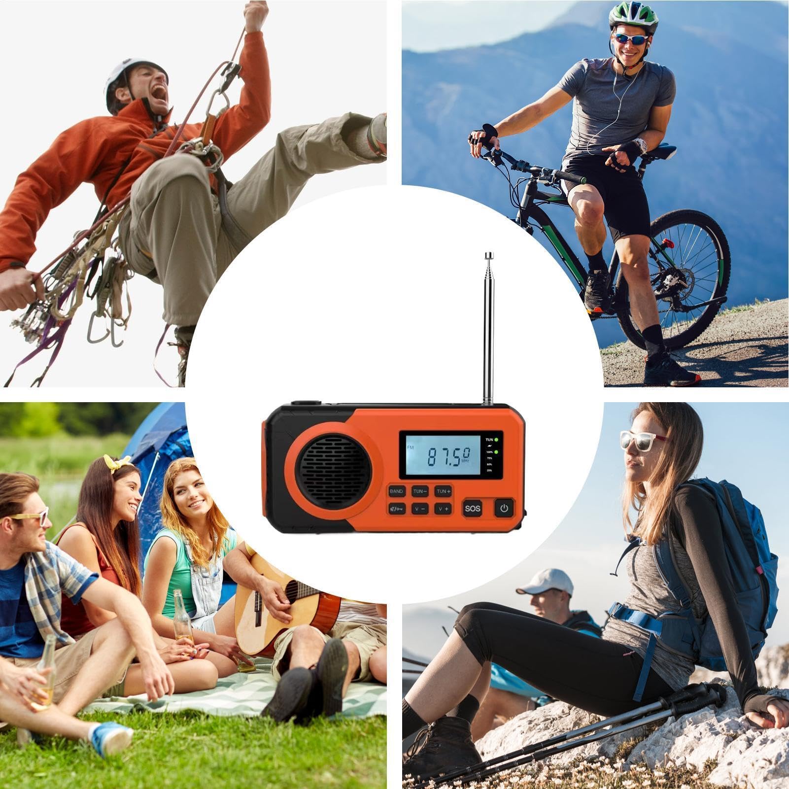 Radio Solar Manivela Manual Portátil | Radio AM FM Exterior Mujeres Hombres Campistas Viajeros Excursionistas Marino Senderismo Camping Tormenta Invernal