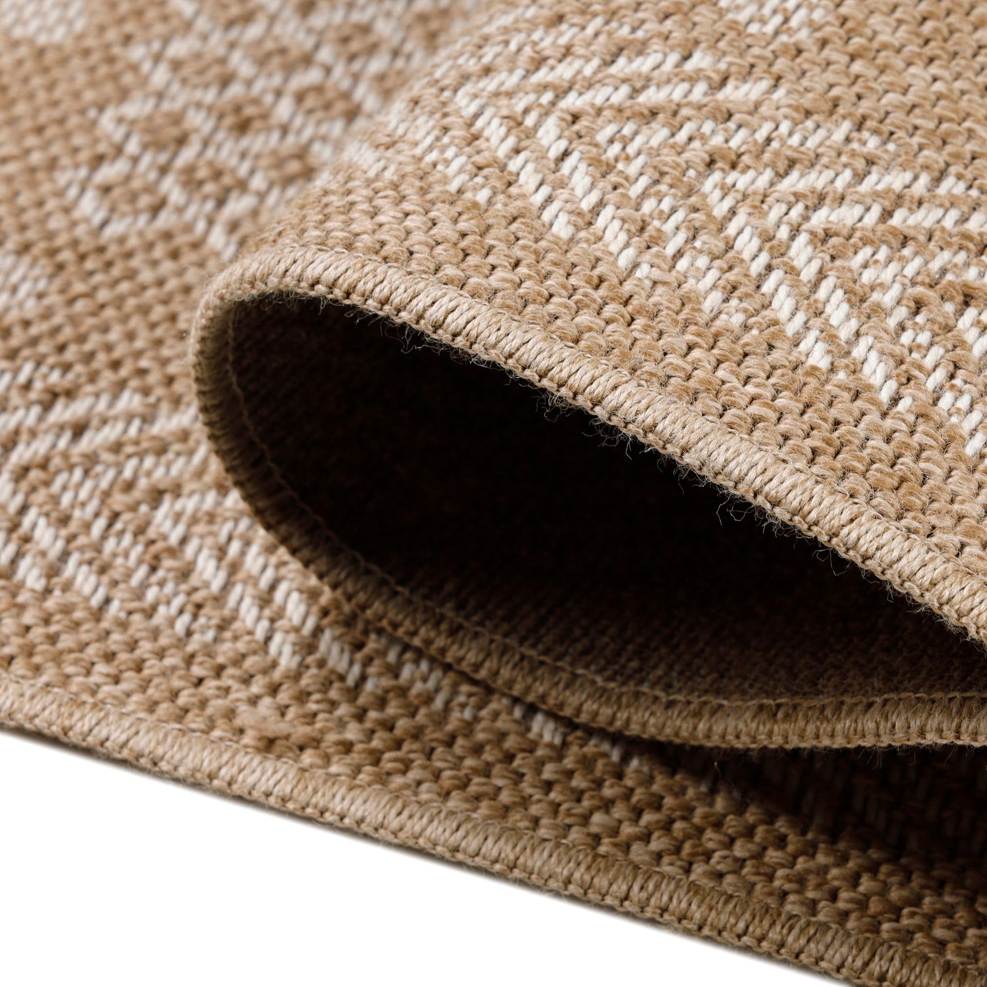 Carpetsale24 Outdoor Teppich 120x170 cm – Wetterfester Teppich für Balkon, Terrasse & Wohnzimmer – Flachgewebe in Jute-Optik, Pflegeleicht & Vielseitig