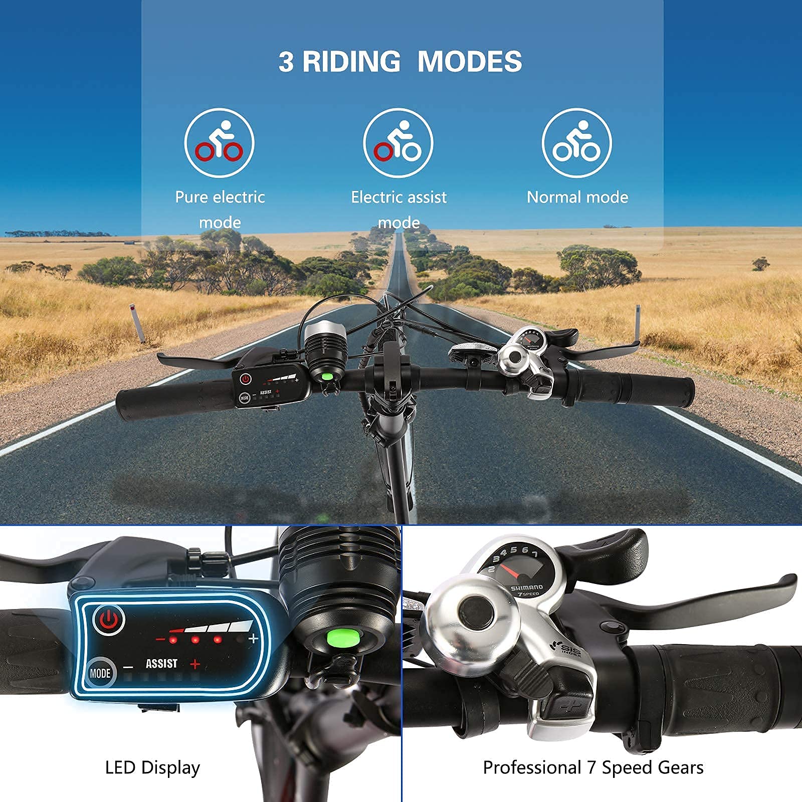 Buy Folding Electric Bike for Adults, 20MPH Electric Mountain Bike, 20