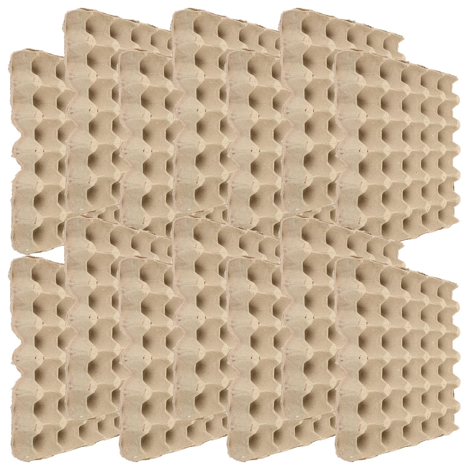 Plateau à œufs en pâte à papier beige BESPORTBLE - Lot de 15 boîtes légères pour 30 œufs